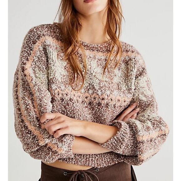 Free People Sweaters - Free People Gingerbread Snowflake Cropped Pullover Sweater Size XS